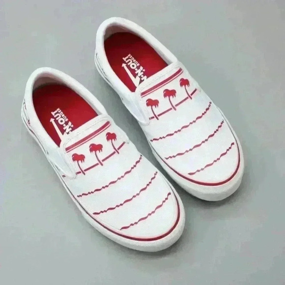 In-Out-Burger Ladies 7.5 Drink Cup Slip-on Skate Palm Tree Tennis/Gym Sneakers - Picture 7 of 13